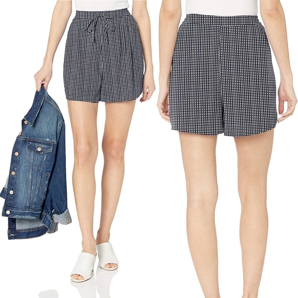 J. Crew Navy Mod Gingham Pull-On High Waist Shorts XS